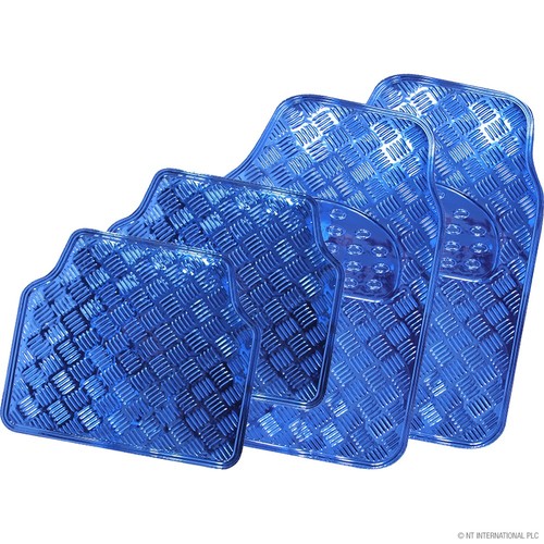 4pc aluminium car mats - 4pc, blue